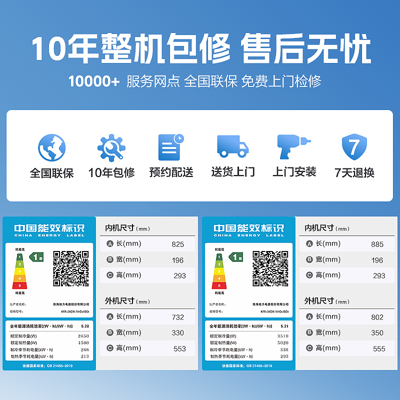 [格力官方旗舰店]格力空调云欢pro新一级能效正1.5匹变频空调挂机KFR-35GW/NhGs1BGt冷暖家用低音高清大图