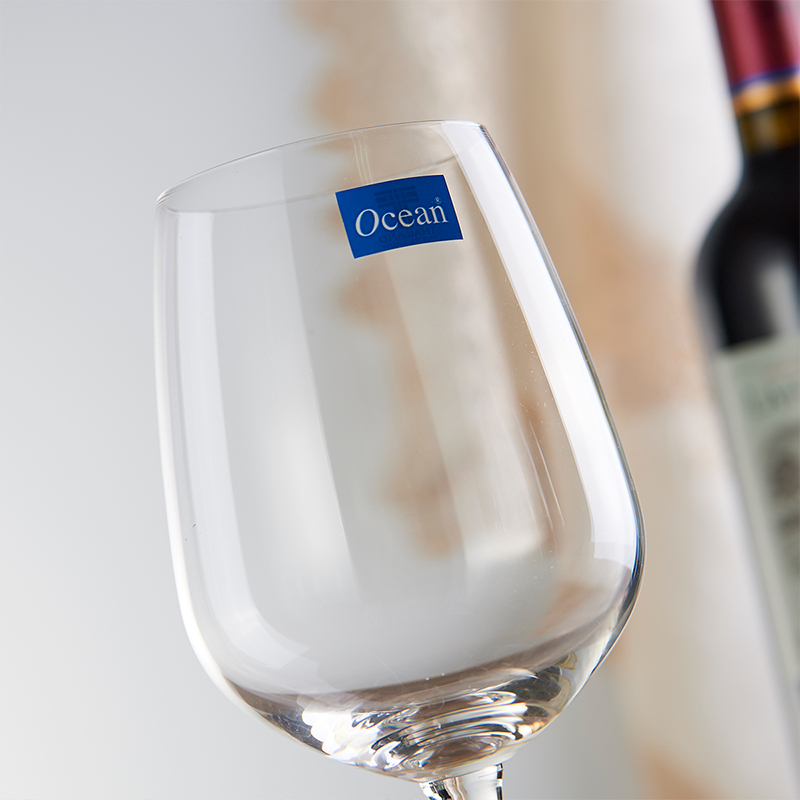 Ocean进口无铅玻璃冷切口红酒杯315ML4只配1500ML醒酒器配酒杯架套装高清大图