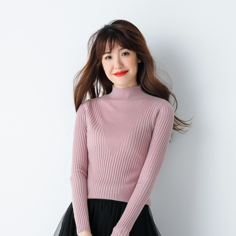 2018秋冬新款山羊绒毛衣女100%纯羊绒衫短款套头打底衫修身显