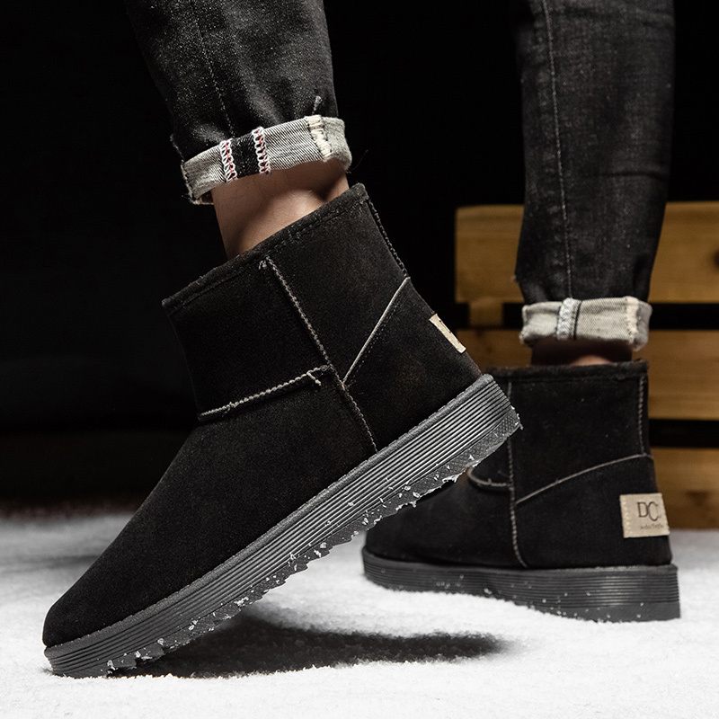 凡世界冬季加绒男士棉鞋保暖雪地靴韩版经典英伦风男靴休闲时尚加厚