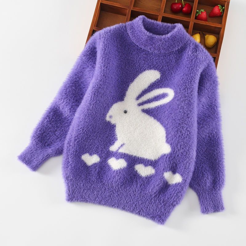 仿水仿貂绒女童秋冬款宝宝保暖中大童打底洋气针织儿童毛衣臻依缘视频