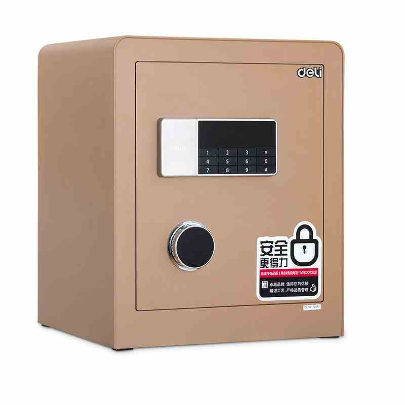 得力(deli)4078B系列保险箱/保险柜 电子密码床头入墙防盗办公保管箱 金色