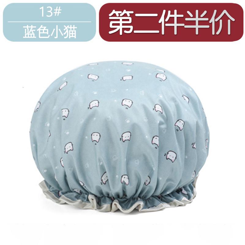 专用浴帽发膜专用护理浴帽发膜专用焗油发帽女洗澡用可爱 三维工匠 13#蓝色小猫高清大图