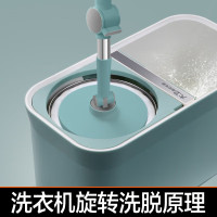 大卫[黄晓明同款]双驱动旋转拖把桶免手洗拖布干湿两用好神拖D11 1杆2头