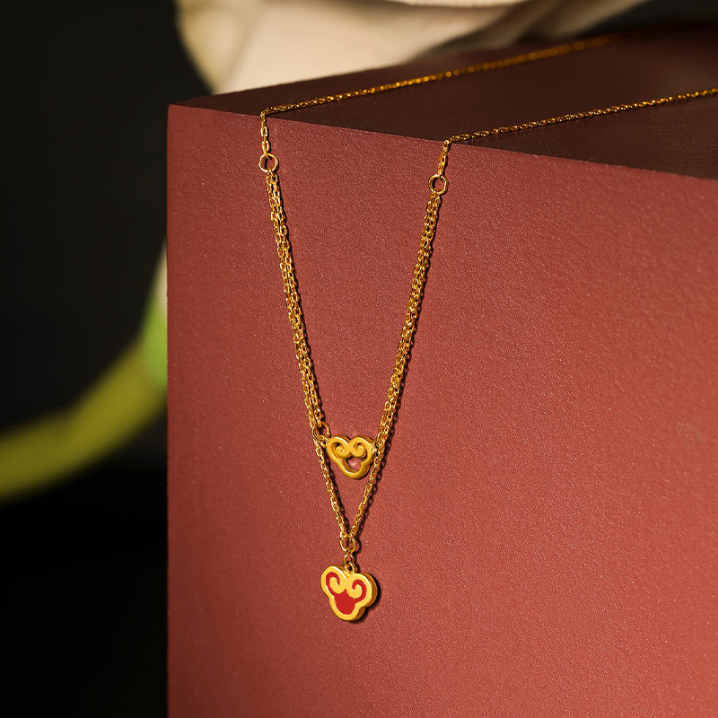 周六福(zhouliufu) 珠宝 无极金黄金吊坠项链女士款足金如意链坠 计价