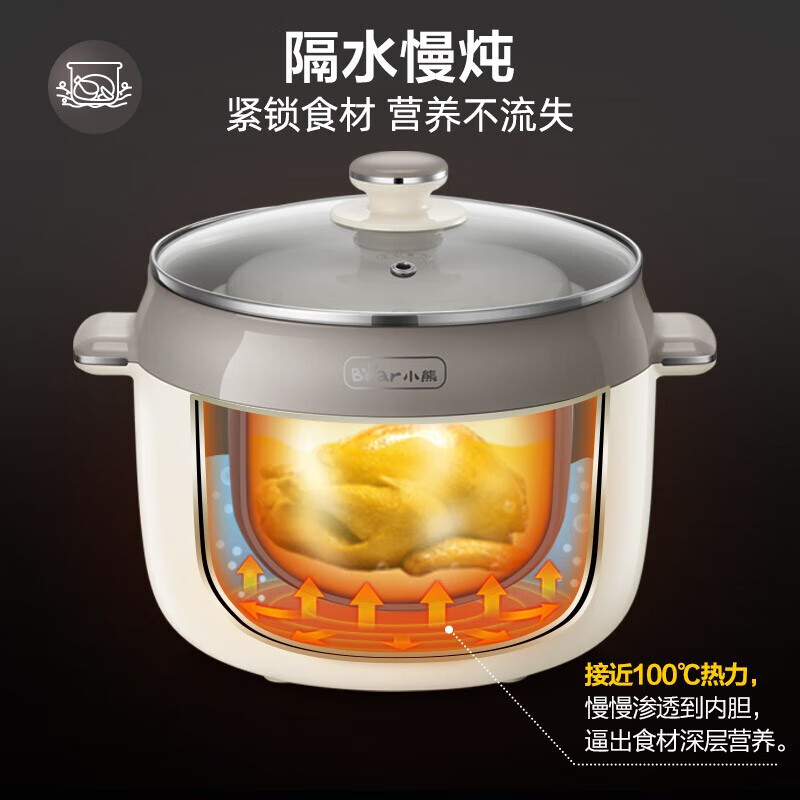 小熊(Bear) 电炖锅电炖盅 家用白瓷隔水炖盅 煲汤燕窝熬粥锅迷你2.5L陶瓷电砂锅婴儿辅食煮粥锅 DDZ-C25K1高清大图