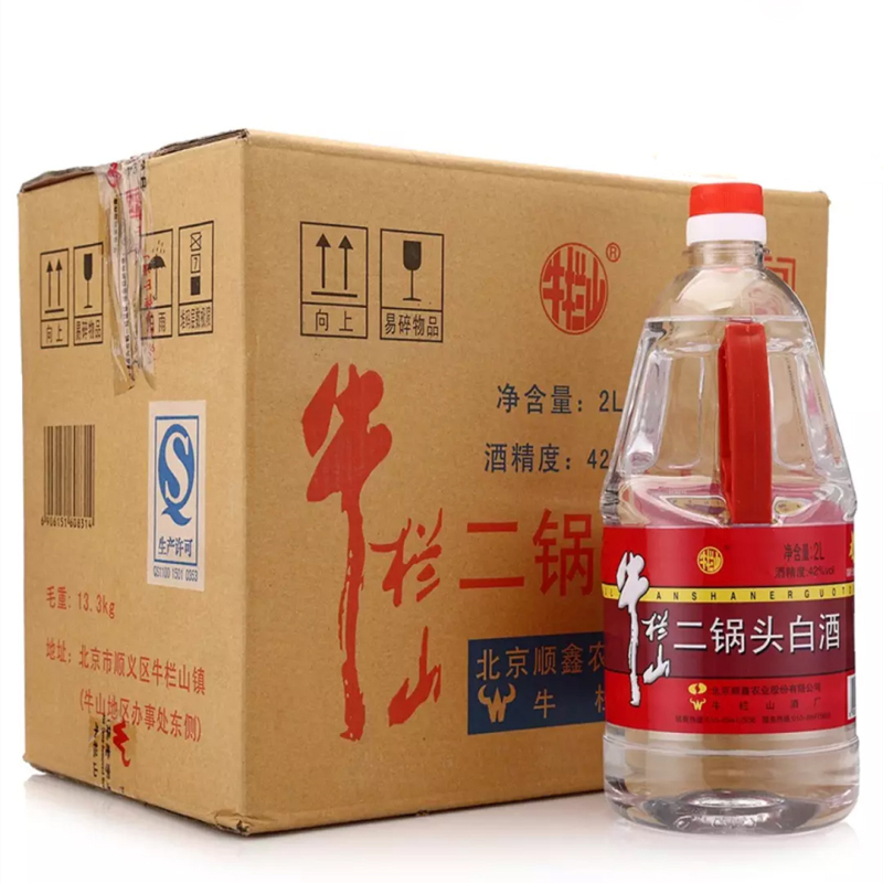 百年牛栏山二锅头牛桶42度清香型桶装泡酒2000ml*6桶白酒整箱