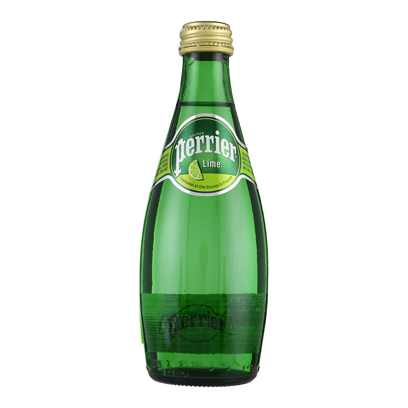 巴黎水(Perrier) 青柠味 330ml*4玻璃瓶 气泡水 含气天然矿泉水