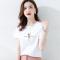 WAXY纯棉短袖T恤女白色运动上衣2022夏季新款宽松刺绣T恤休闲百搭