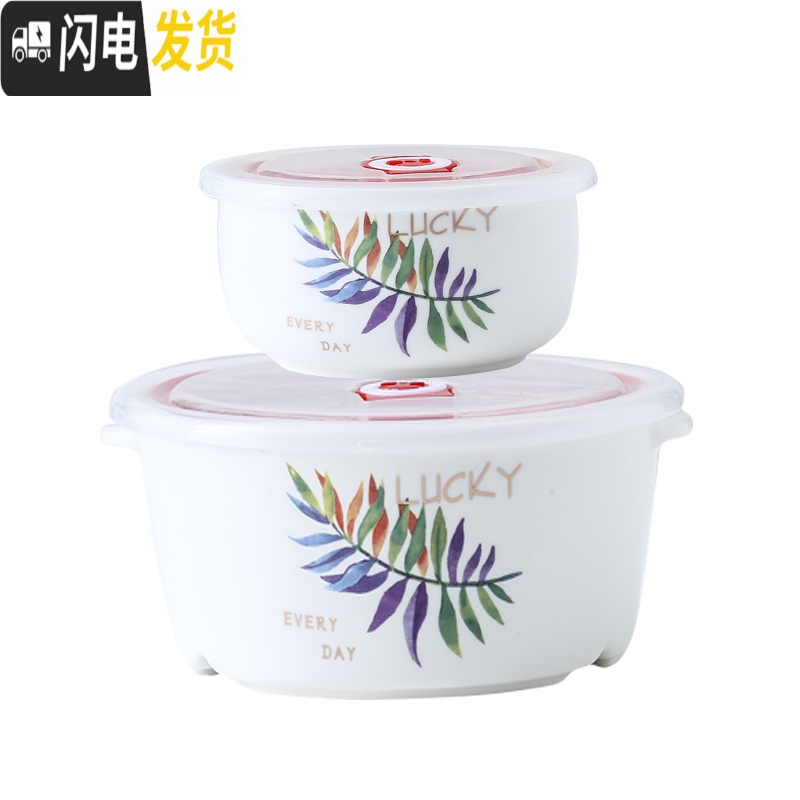 三维工匠分隔陶瓷碗微波炉加热带盖便当盒学生成人分格保鲜盒女上班族饭盒高清大图