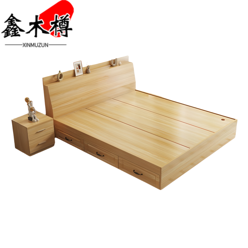 鑫木樽床120cm+床头柜*1组高清大图