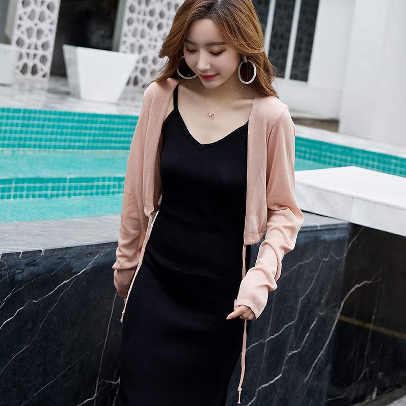 薄款外搭短款冰丝针织开衫夏配吊带裙的小外套披肩防晒衫空调衫女
