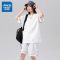 真维斯短裤两件套2022新款女士减龄宽松休闲运动服套装短袖夏季潮