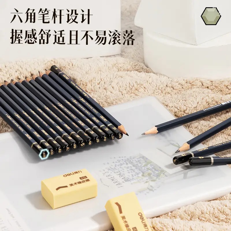 得力高级绘图铅笔12支彩盒装B(蓝)S999>B 12支/盒高清大图