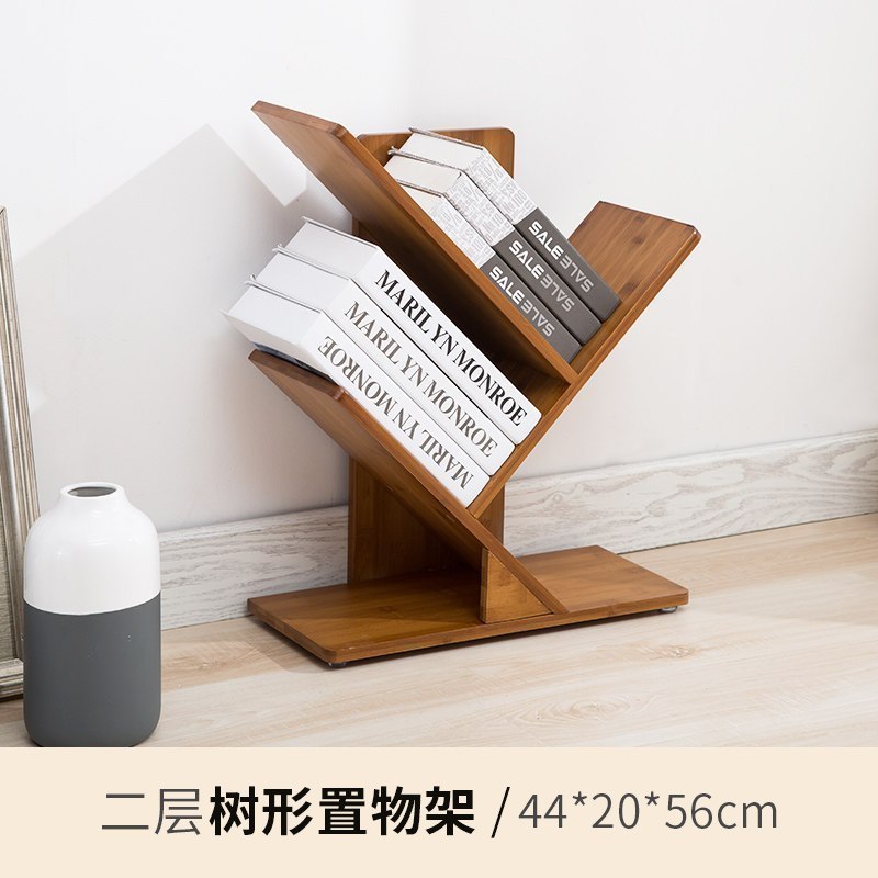 美帮汇创意树形简易书架落地实木卧室竹架子办公室展示架客厅置物架高清大图