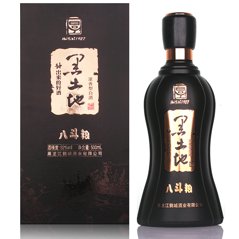 4瓶箱装52度黑土地酒八斗粮浓香型白酒500毫升4瓶东北纯粮酒