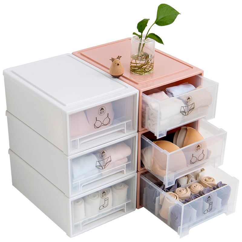 内衣收纳盒抽屉式家用衣柜整理箱神器透明袜子内裤文胸分格三合一
