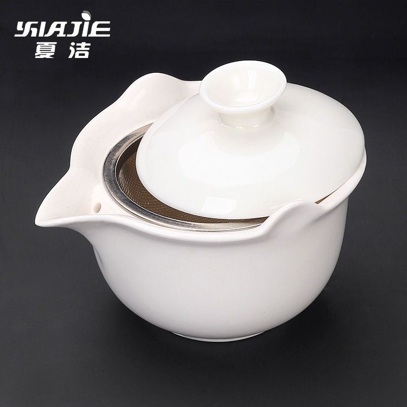 防烫盖碗-小号-纯白 夏洁防烫三才盖碗茶杯大号单个陶瓷功夫茶具泡茶碗手抓壶青花耐用