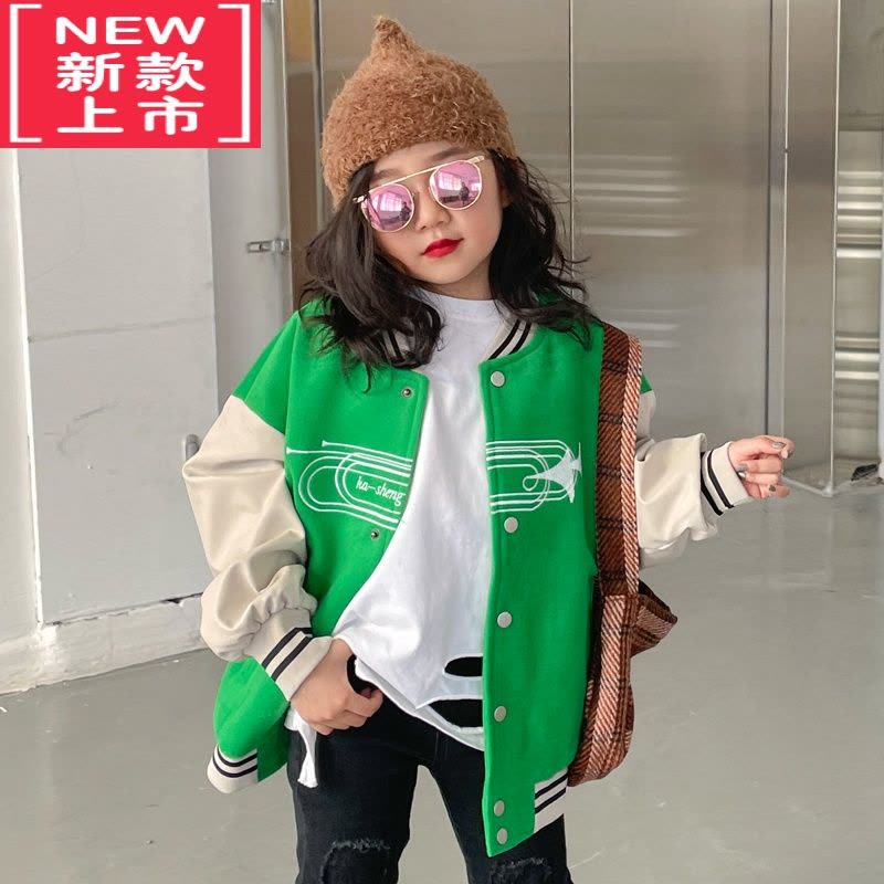 可莉允女童棒球服加厚外套2022秋冬季新款洋气时髦炸街儿童棉服毛呢夹克图片