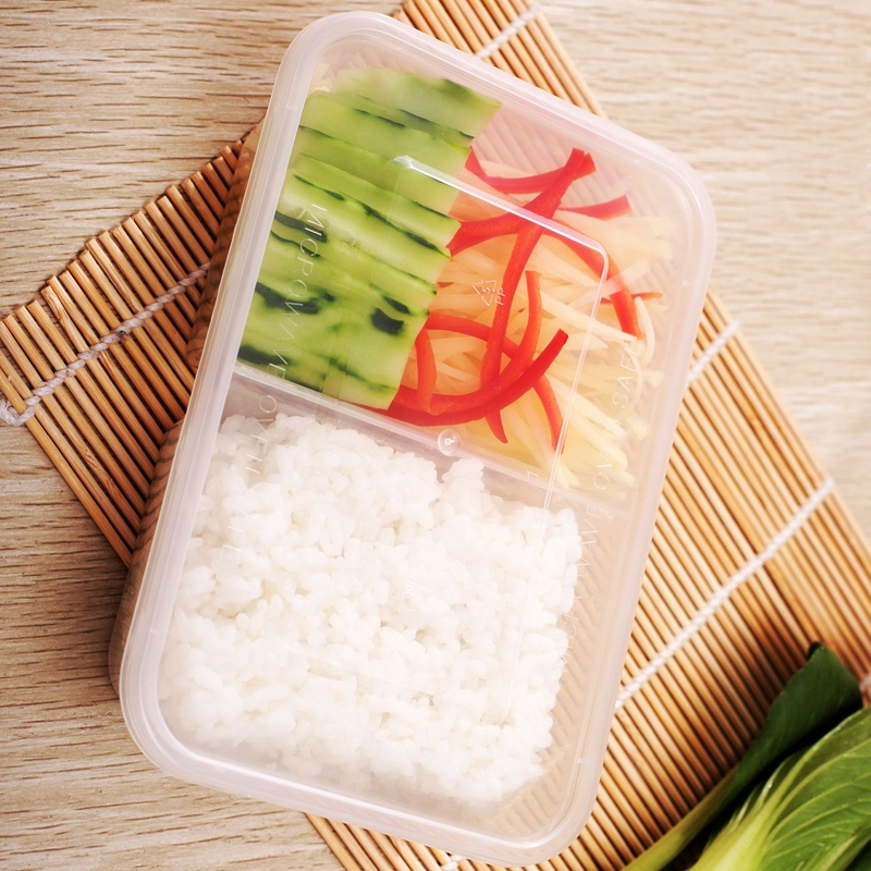 國産 长方形 双格五五开 一次性透明带盖餐盒 650ML (单位:个)