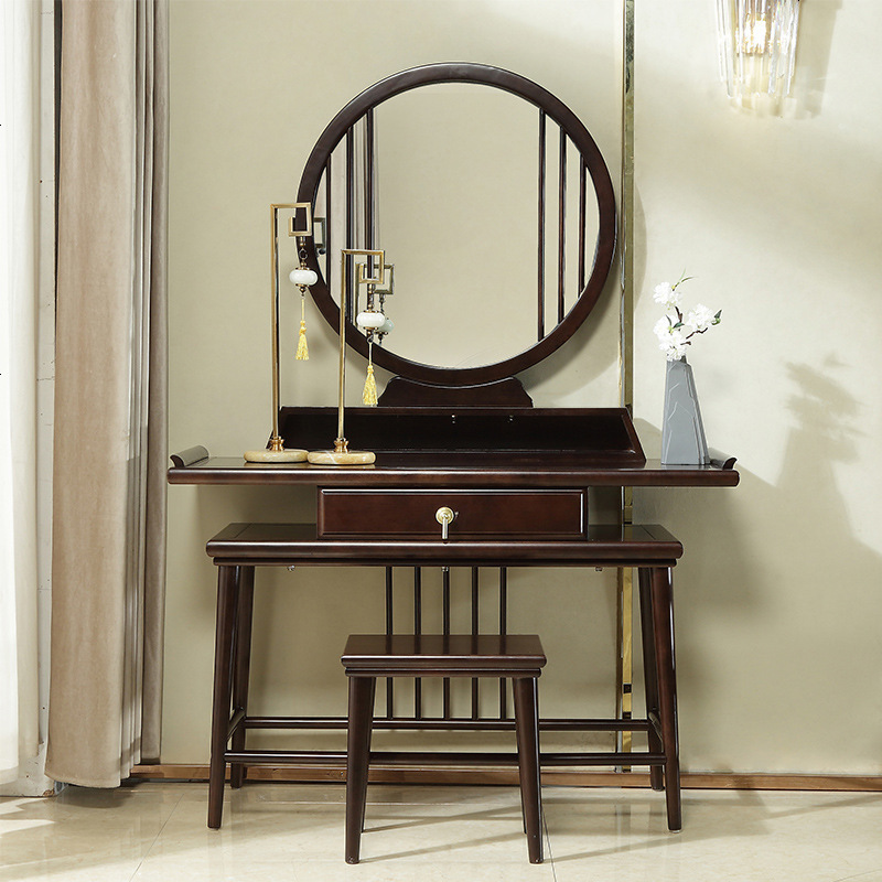 新中式梳妆台现代简约实木带妆镜化妆台小户型梳妆桌卧室梳妆台