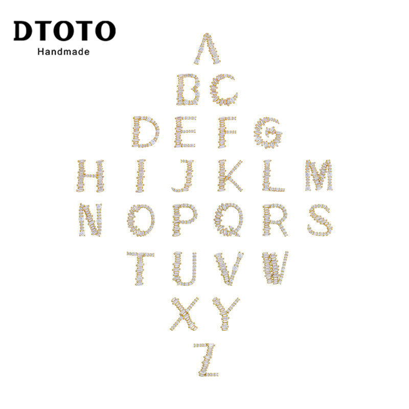 DTOTO 时尚26英文字母吊坠 切割立体晶稿镶嵌字母项链