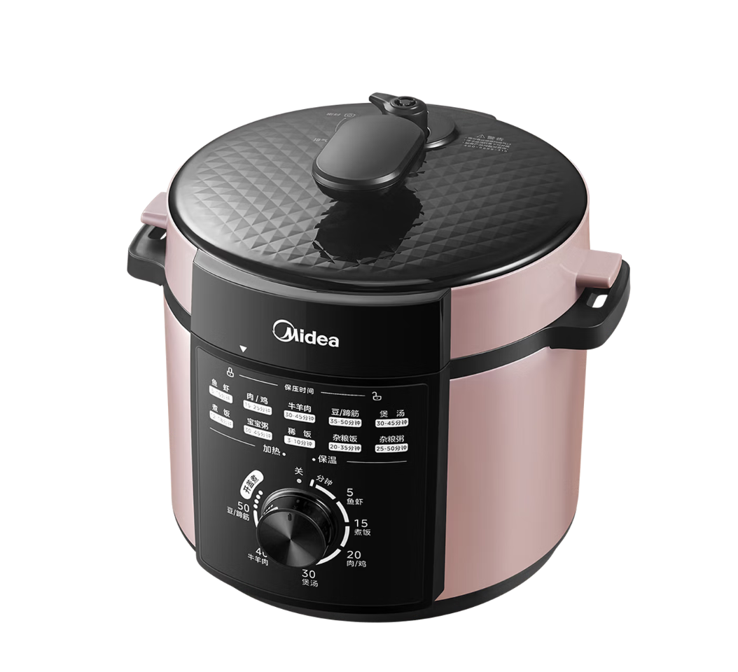 美的5L双胆机械旋钮电压力锅MY-E501金属色大容量旋钮操作简单易用高清大图