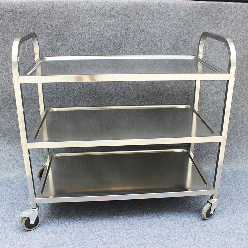 加厚不锈钢餐车小推车三层送餐车手推车商用古达餐厅收餐车双层收碗车