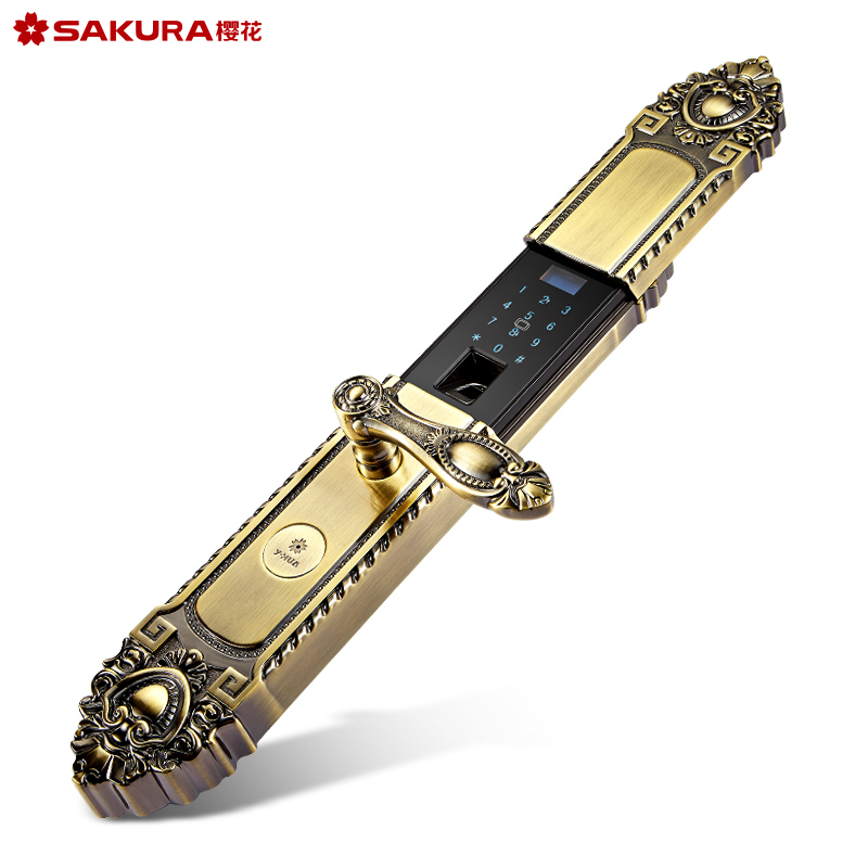 樱花(SAKURA)滑盖指纹锁欧式别墅app庭院大门智能门锁防特斯拉线圈DZ-8383S