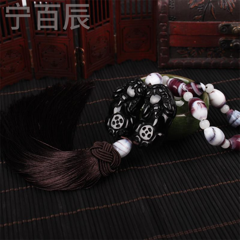 宁百辰黑曜石双貔貅汽车挂件高档车载饰品坠保平安符车内挂饰车上饰