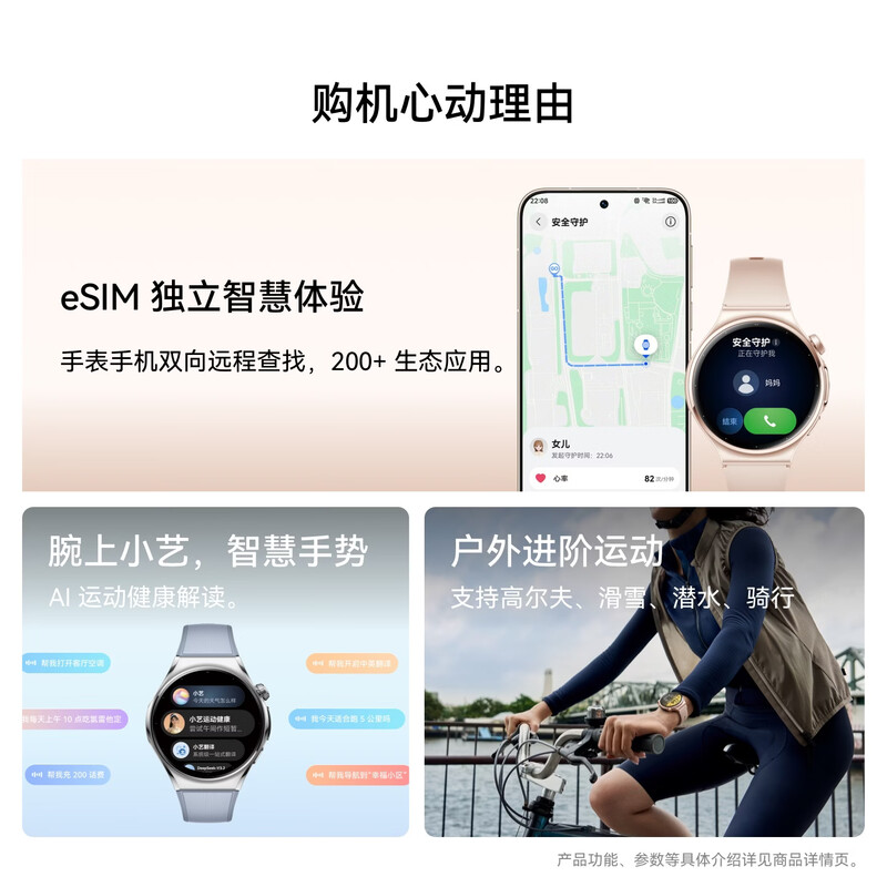 华为(HUAWEI) WATCH 6 46mm 黑色氟橡胶表带智能手表 微体检 eSIM 独立通话健康监测高端腕表高清大图