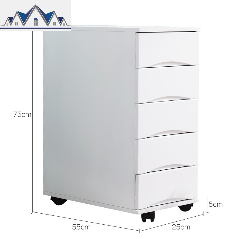 夹缝收纳柜25/35cm宽实木抽屉式厨房边角柜子缝隙置物床头柜多层 三维工匠 象牙白色25宽55深（5层）1个