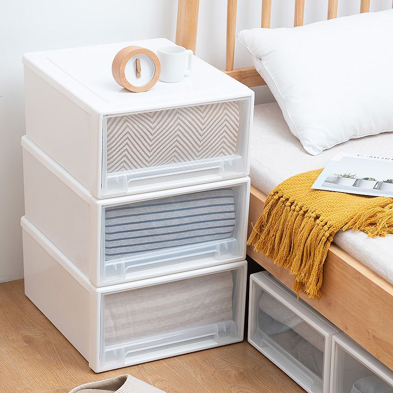 抽屉式收纳箱塑料透明衣柜收纳盒衣物储物柜子衣服收纳神器整理箱白色