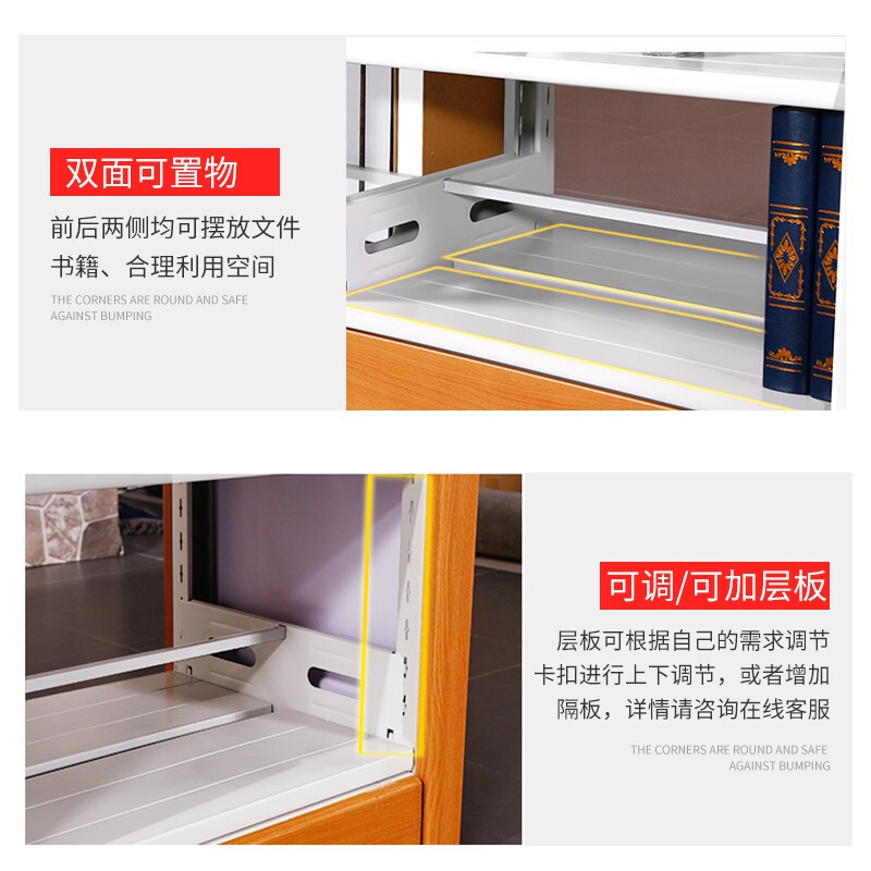 域赢钢制书架学校图书馆书店书籍室阅览室双面资料架木护板一列三组五层高清大图