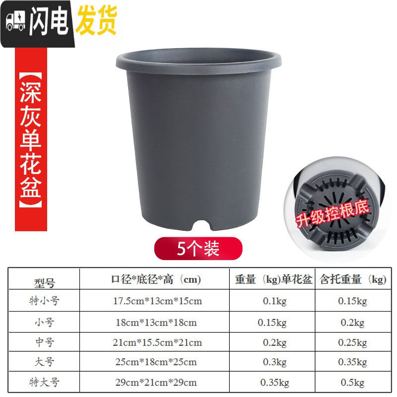 三维工匠升级改良加厚加仑盆控根盆超透气透水月季盆铁线莲盆树脂花盆p15 【5个装】【深灰不含托】 大