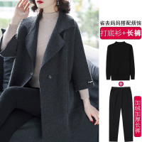 恒源祥中年妈妈秋冬装洋气外套2024新款中老年女装春羊毛呢大风衣