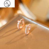 JiMiT字玫瑰金耳扣女高级感银银金耳环2023年新款潮经典镶钻小耳圈