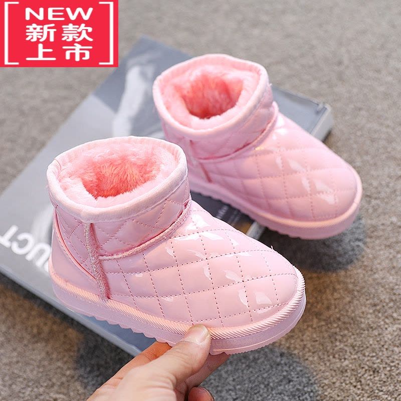 可莉允儿童雪地靴女童棉靴加绒保暖防水皮靴2022年冬季新款男童女童短靴图片