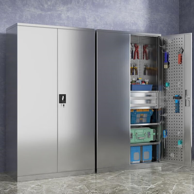 昀物不锈钢工具柜二抽带网台高清大图