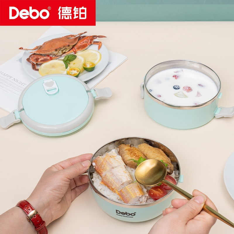 德铂保温饭盒304不锈钢学生便当盒 艾莱尔1.4L保温饭盒 DEP-6952层高清大图
