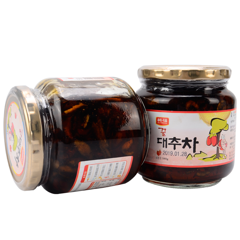 韩国原装进口 韩福10.2 蜂蜜大枣茶 冲饮罐装 580g/罐 果肉冲饮 果酱冲泡饮品 大枣茶 冲调即食饮品