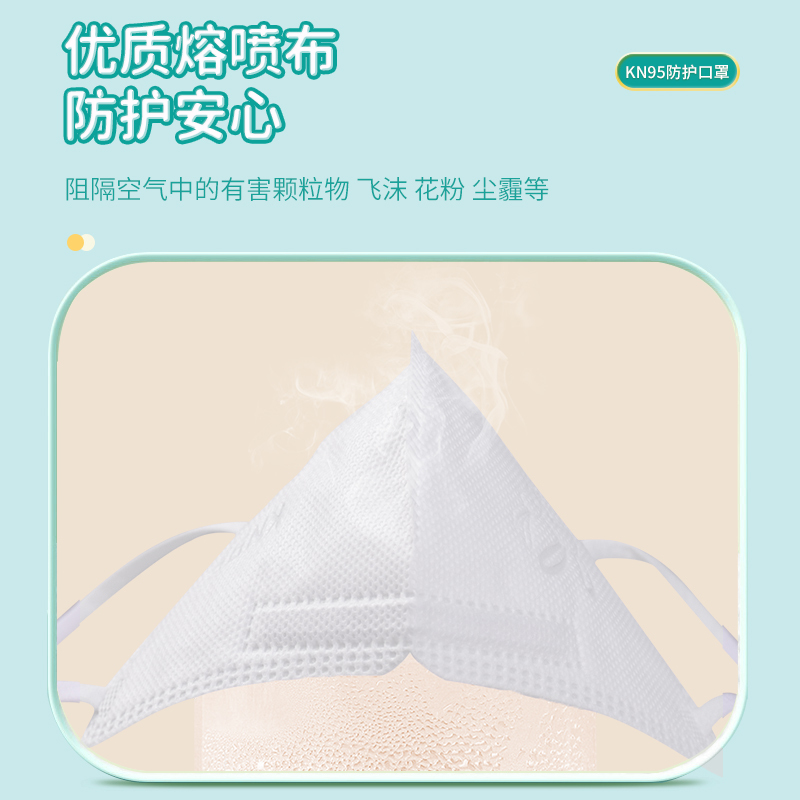 秝客消毒护理KN95防护口罩(立体型)20片/盒儿童款一次性防尘新款立体型高颜值口罩儿童高颜值防护口罩男女白色