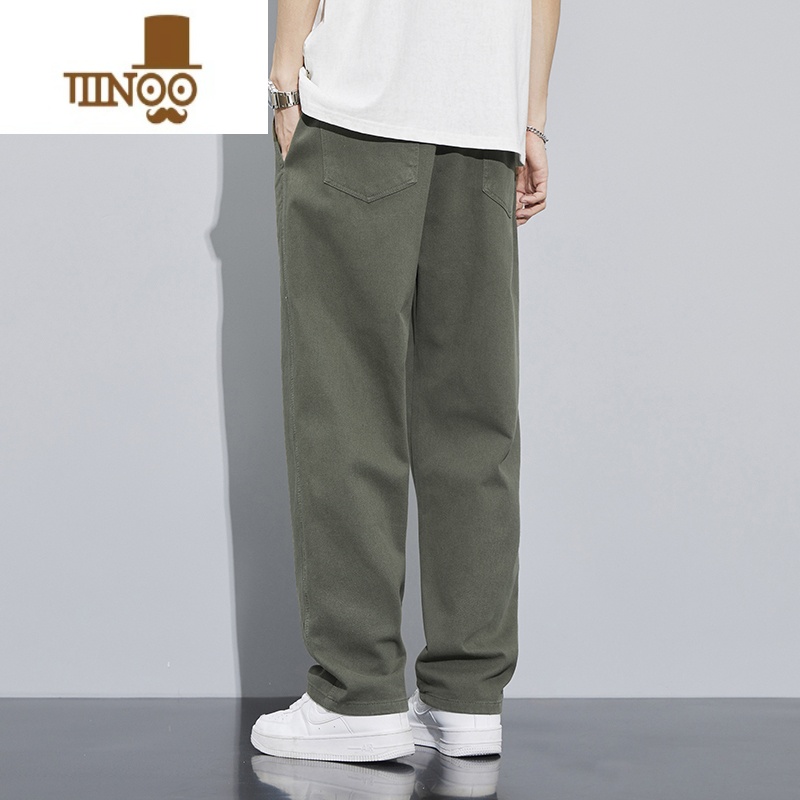YANXU休闲裤子男士2023新款直筒宽松潮牌秋季男生美式高街阔腿工装长裤高清大图