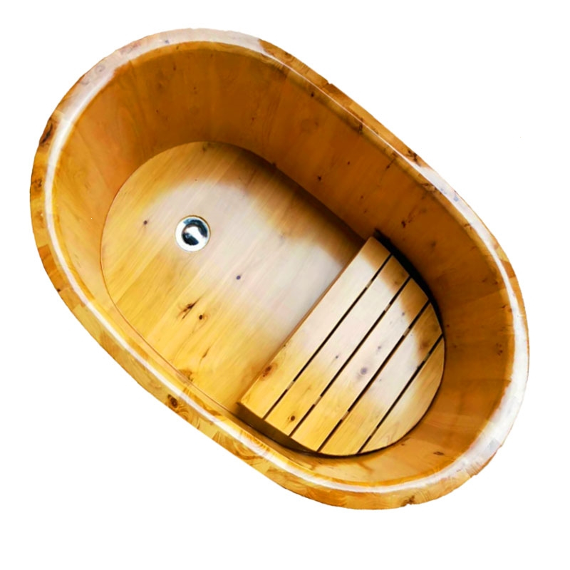 儿童泡澡木桶沐浴桶家用知渡小孩洗澡桶婴儿宝宝浴盆木制药浴缸