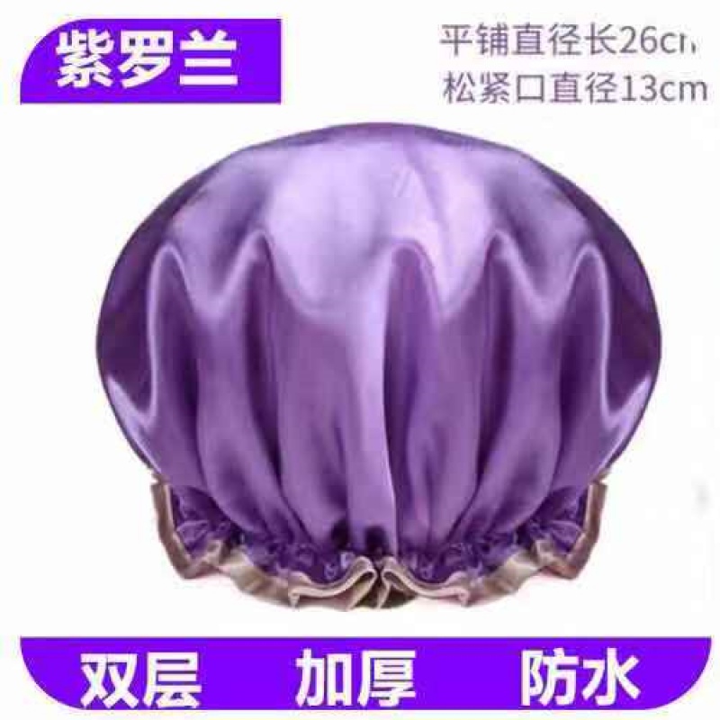 浴帽防水成人女款淋浴厨房帽子防油帽油烟女士头罩帽洗澡防水头套 三维工匠 深紫色+樱花粉仅8.8元高清大图