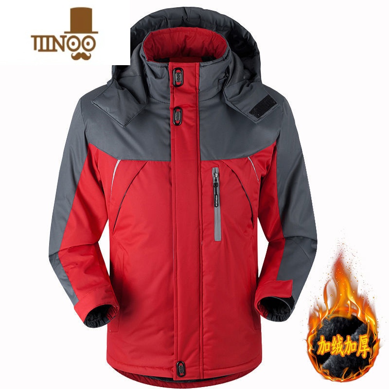 YANXU冬季外套棉衣男加厚加绒男士棉袄棉服工作服大码冲锋衣冬天工装夹克外套潮流 6XL建议190-210斤 高品质808红色棉服加绒加厚