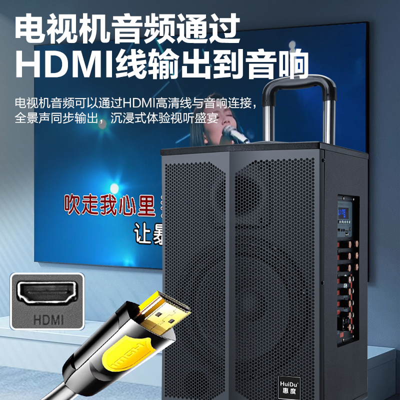 惠度(HuiDu)专业双数字直播OTG直播音箱立体环绕电视娱乐音响户外移动拉杆音箱高清大图