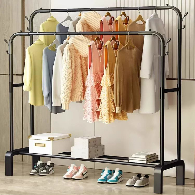 它墅简易晾衣架落地家用衣帽架卧室内挂晒衣架子阳台衣服收纳架挂衣