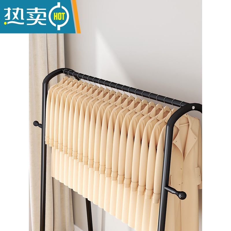 敬平晾衣架落地卧室内挂衣架阳台晒衣架家用简易晾衣杆宿舍晒衣服架子 100CM+白[上下双层网+双侧钩]高清大图