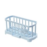 伸缩置物架水池沥水篮滤水槽可挂式洗碗抹布架厨房用品抽拉收纳架 台面沥水架-蓝色